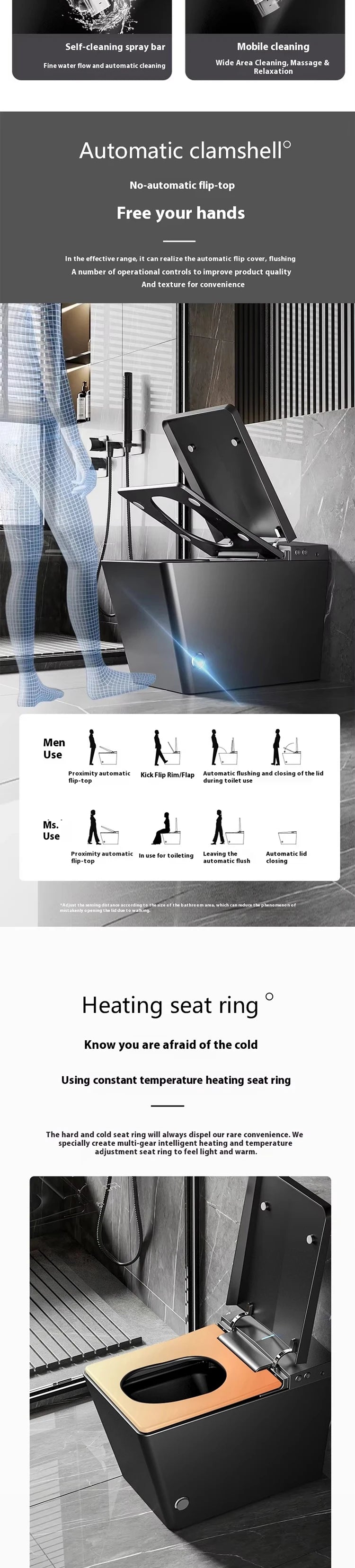 Luxury Tankless Smart Toilet – Matte Black Heated Electric Bidet