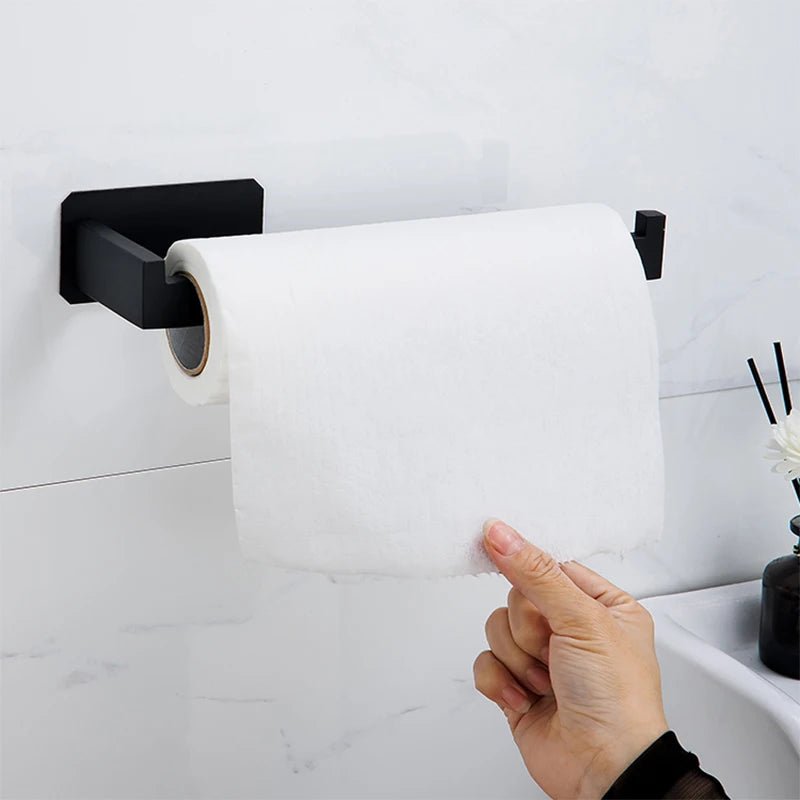 Black No-Drill Bathroom Hardware Set