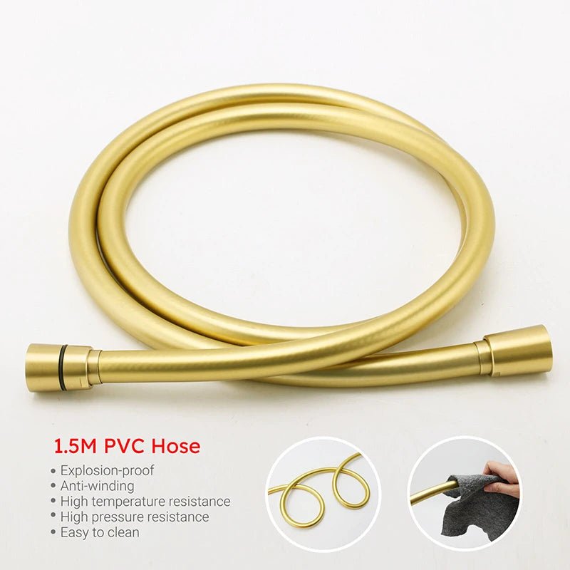 Brushed Gold Round Rain Shower Set with Sliding Rail