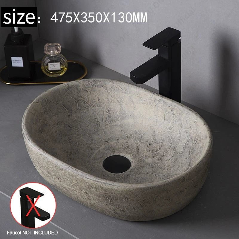 Oval Ceramic Vessel Sink – Above Counter Bathroom Basin