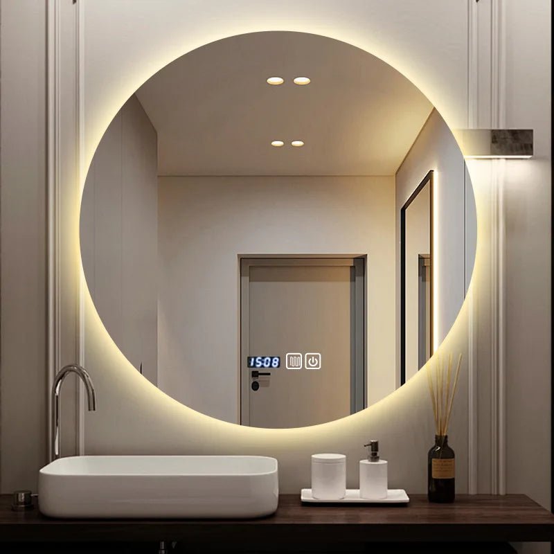 Round LED Smart Bathroom Mirror – High Definition Back-Lit