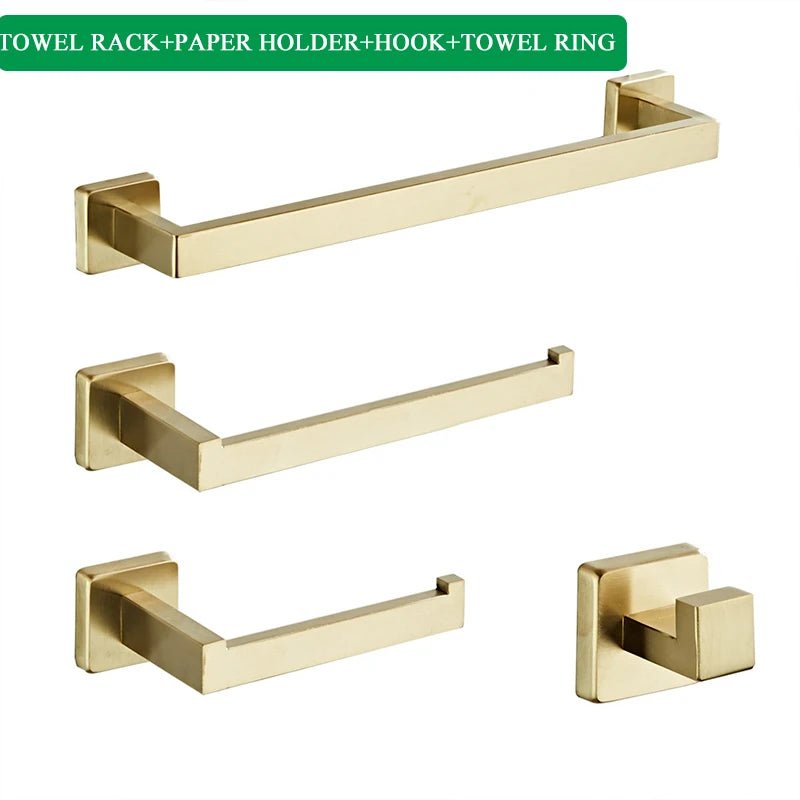 Matte Black Bathroom Accessories Set – Wall Shelf, Towel Rail, Hooks & Toilet Roll Holder