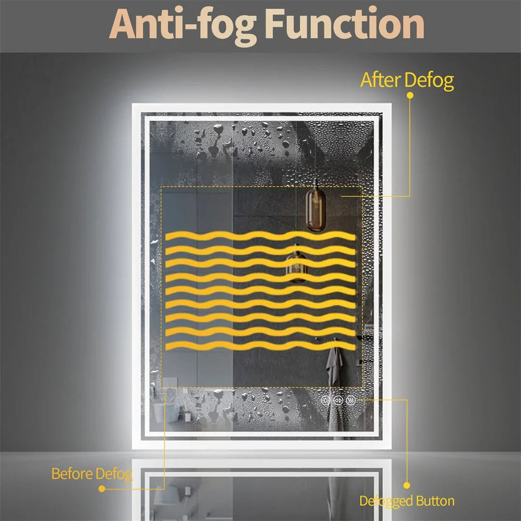 Frameless LED Bathroom Mirror – Dimmable Backlit Anti-Fog
