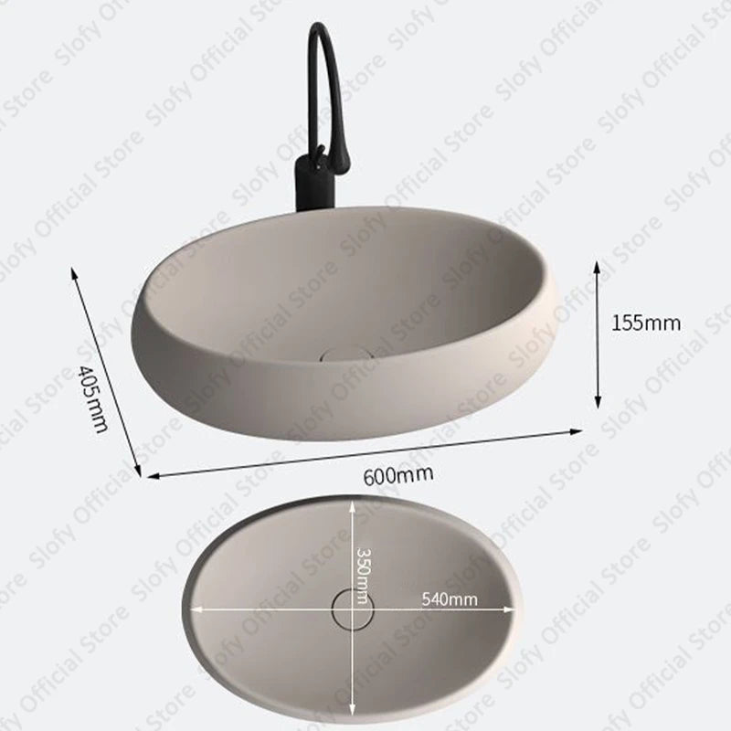 Simple Oval Ceramic Countertop Basin – Modern Luxury Bathroom Sink