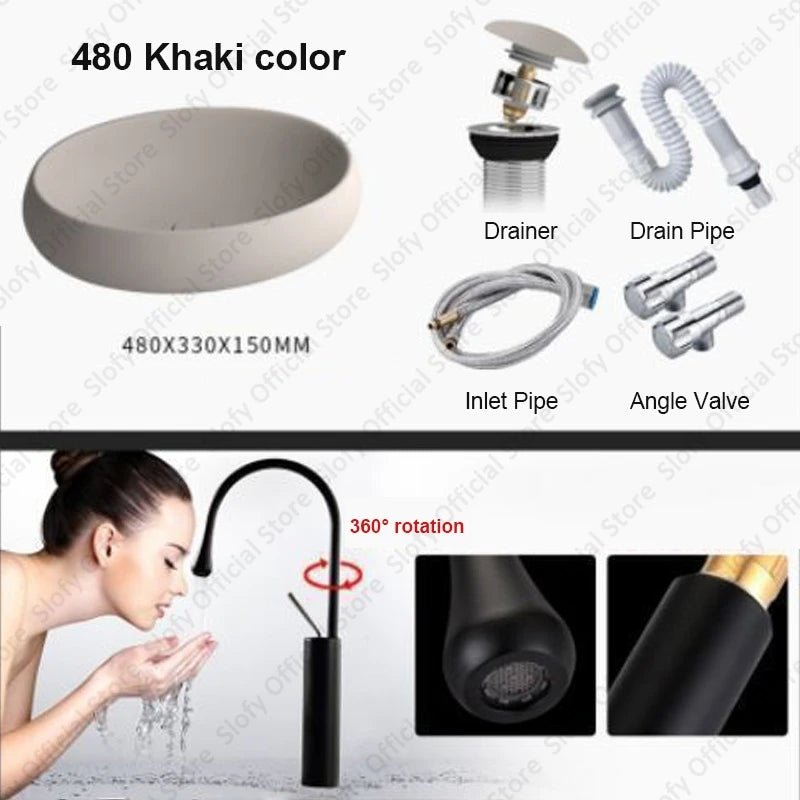 Simple Oval Ceramic Countertop Basin – Modern Luxury Bathroom Sink