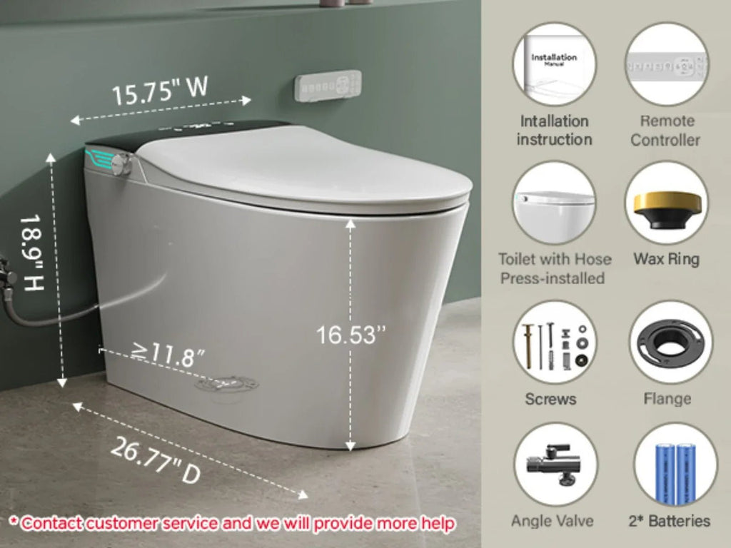 One-Piece Smart Bidet Toilet with Dual Auto Flush