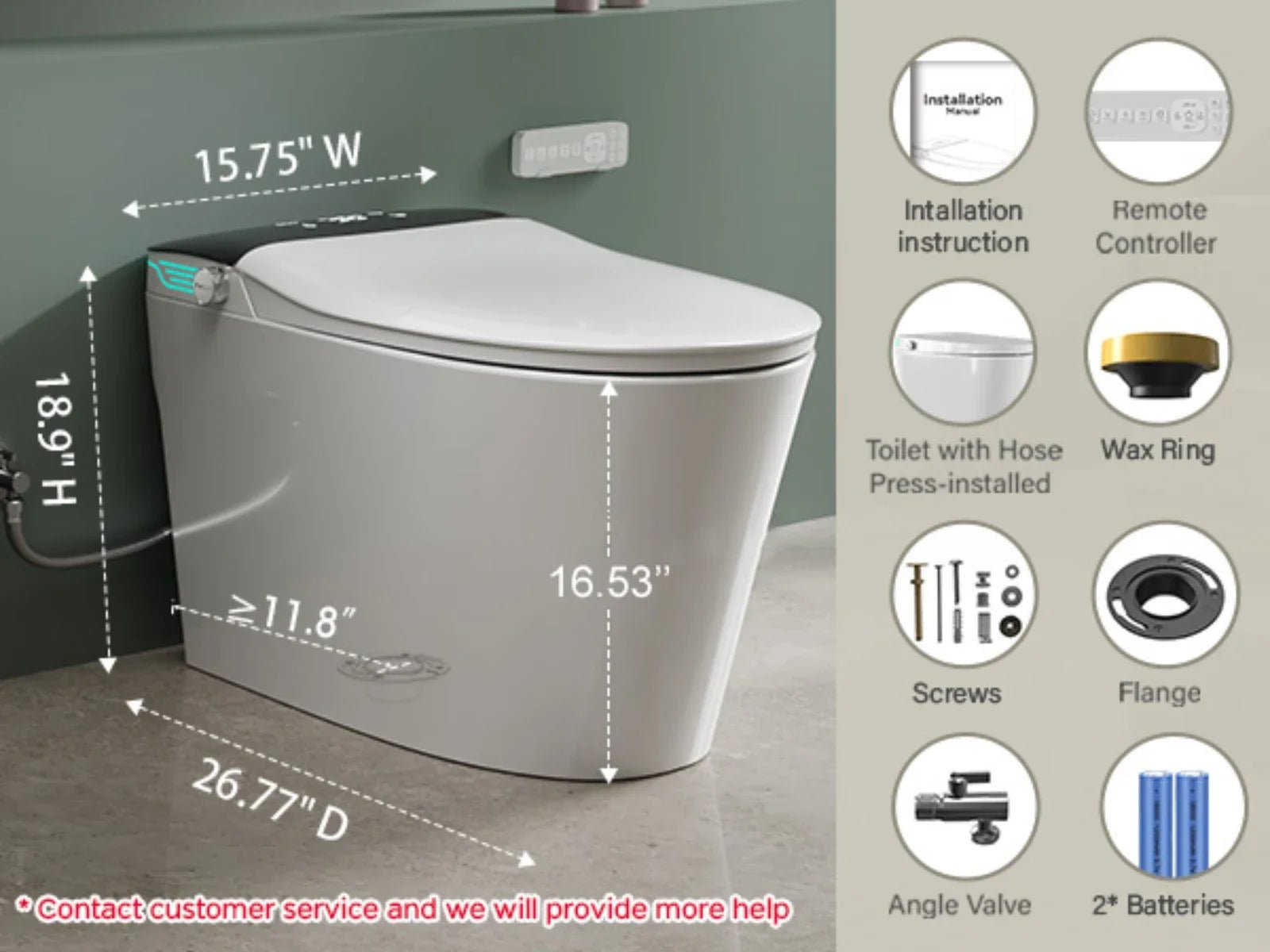One-Piece Smart Bidet Toilet with Dual Auto Flush
