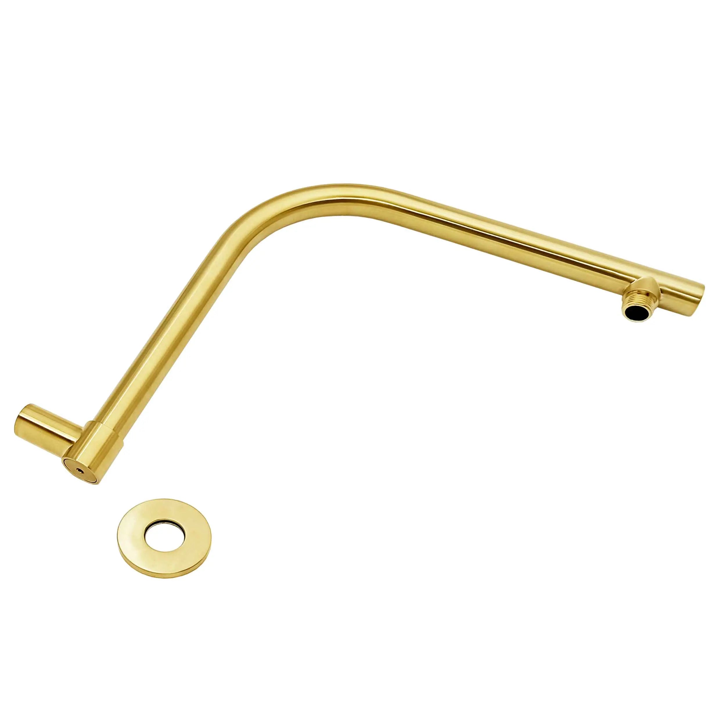Brushed Gold Round Rain Shower Head with Swivel Gooseneck Arm