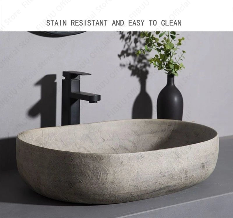 Oval Ceramic Vessel Sink – Above Counter Bathroom Basin