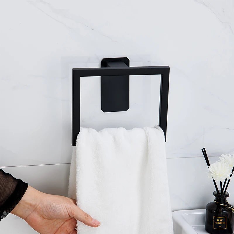 Black No-Drill Bathroom Hardware Set