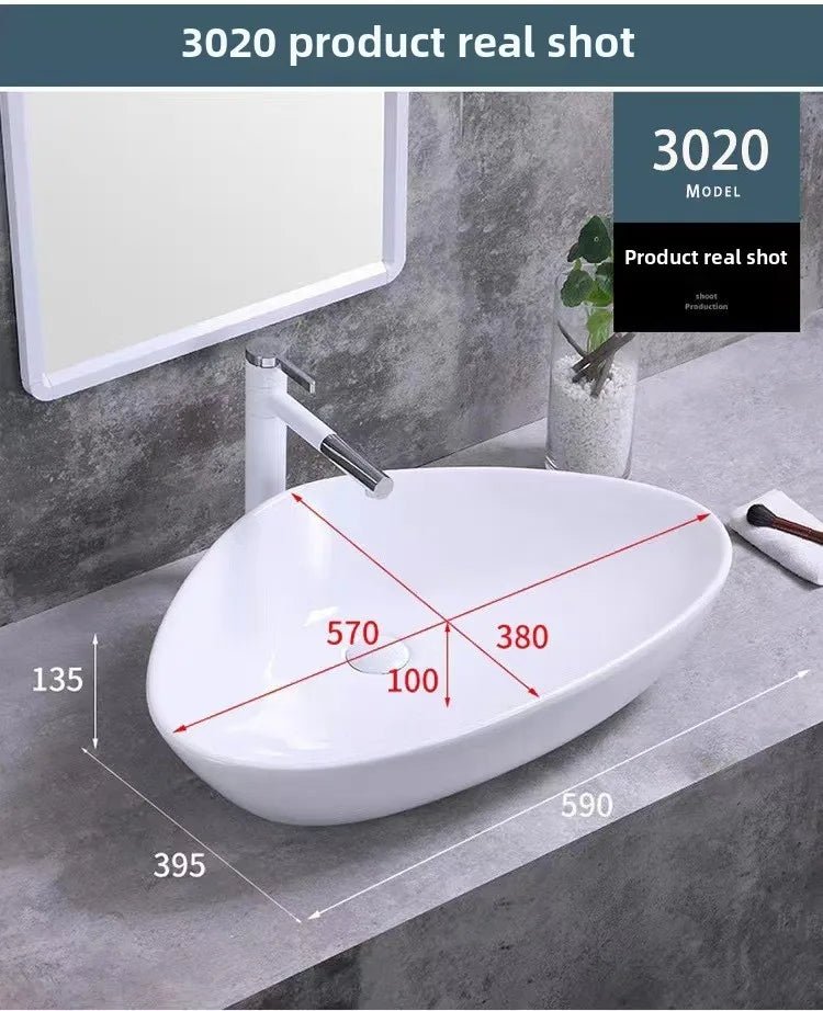 Square White Ceramic Countertop Basin – Multi-Size Vanity Sink