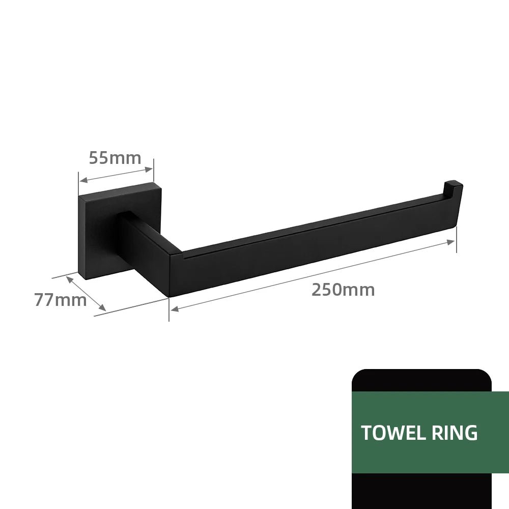 Matt Black Bathroom Hardware & Accessory Kit