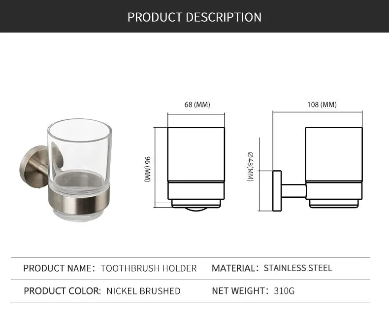 Brushed Stainless Steel Bathroom Hardware Set