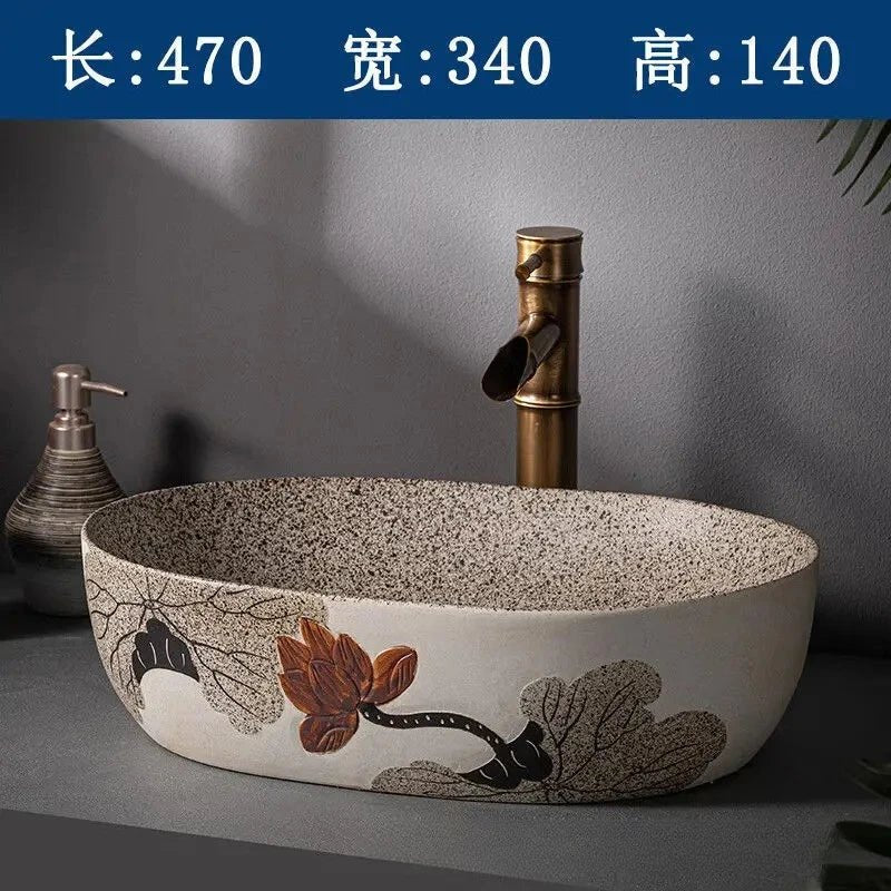 Nordic Ceramic Basin – 48×36×15cm Minimalist Bathroom Sink