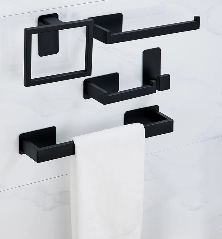 Black No-Drill Bathroom Hardware Set