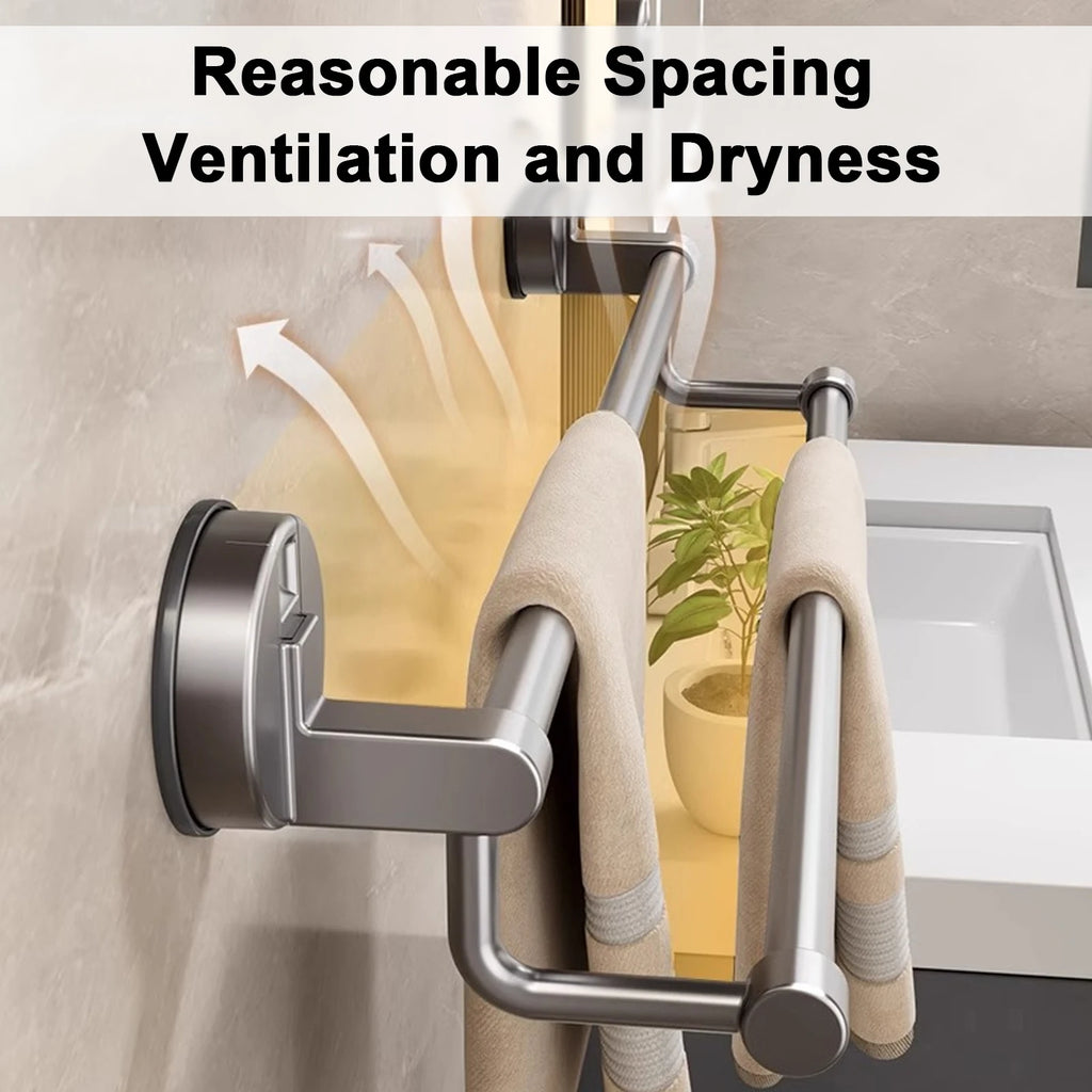 Suction Cup Double Towel Bar (No-Drill Wall Mount)