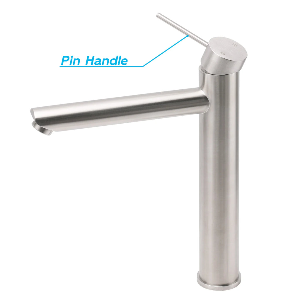 Brushed Nickel Tall Basin Mixer Tap – Vessel Sink Faucet