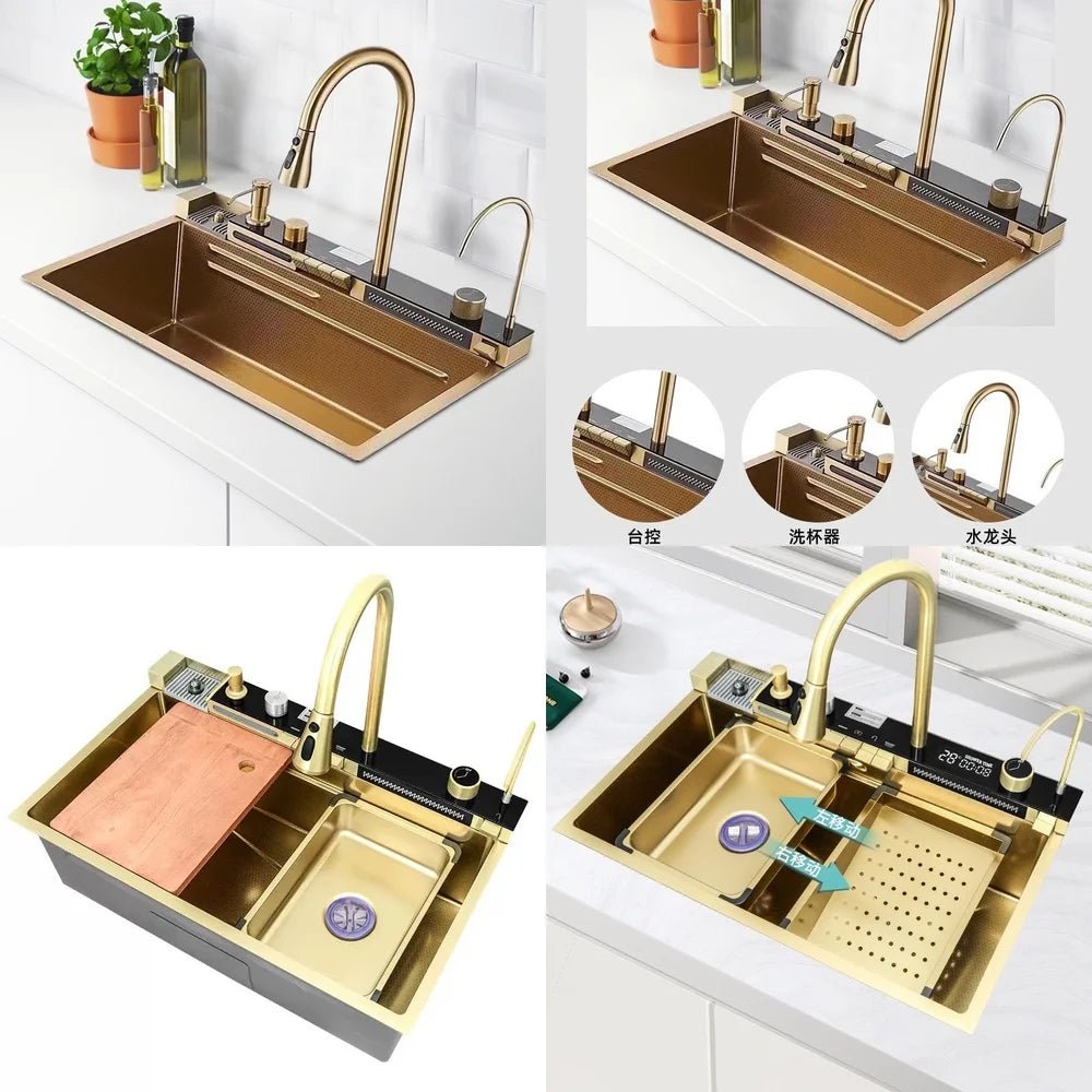 Stainless Steel Kitchen Sink – Digital Display & Ambient Light