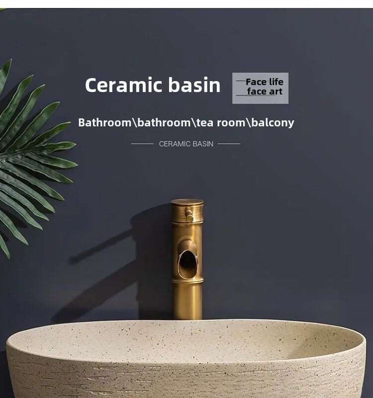 Nordic Ceramic Basin – 48×36×15cm Minimalist Bathroom Sink