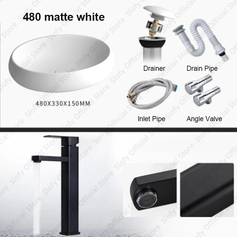 Simple Oval Ceramic Countertop Basin – Modern Luxury Bathroom Sink