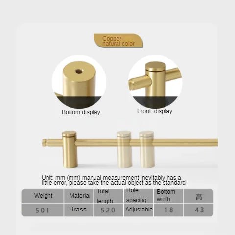 Luxury Adjustable Gold Brass Handle – Long Wardrobe & Cabinet Door Pull