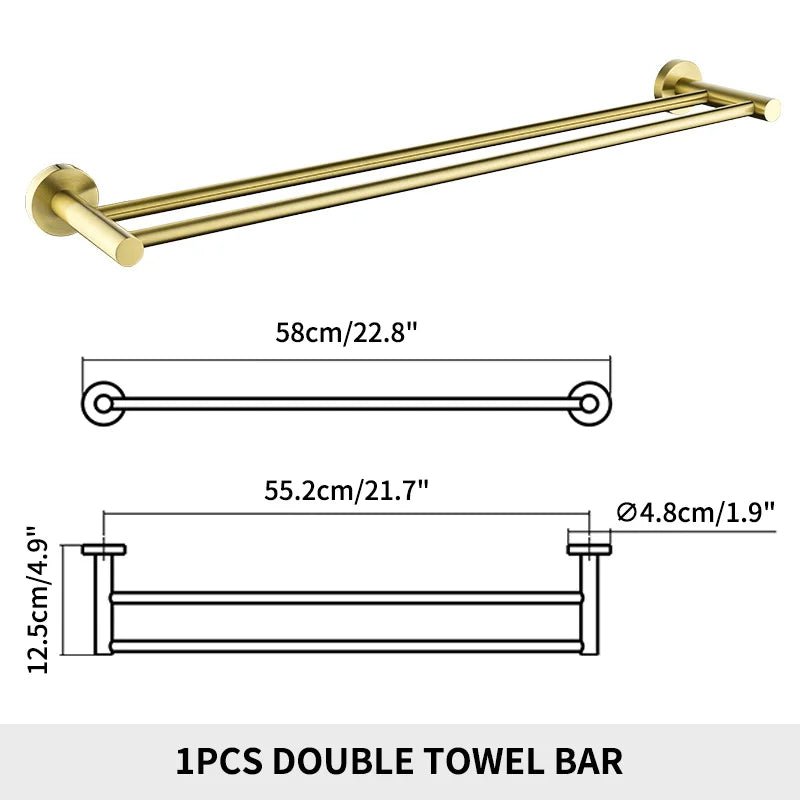 Gold Brushed Bathroom Hardware Set – Wall-Mounted Holders & Accessories