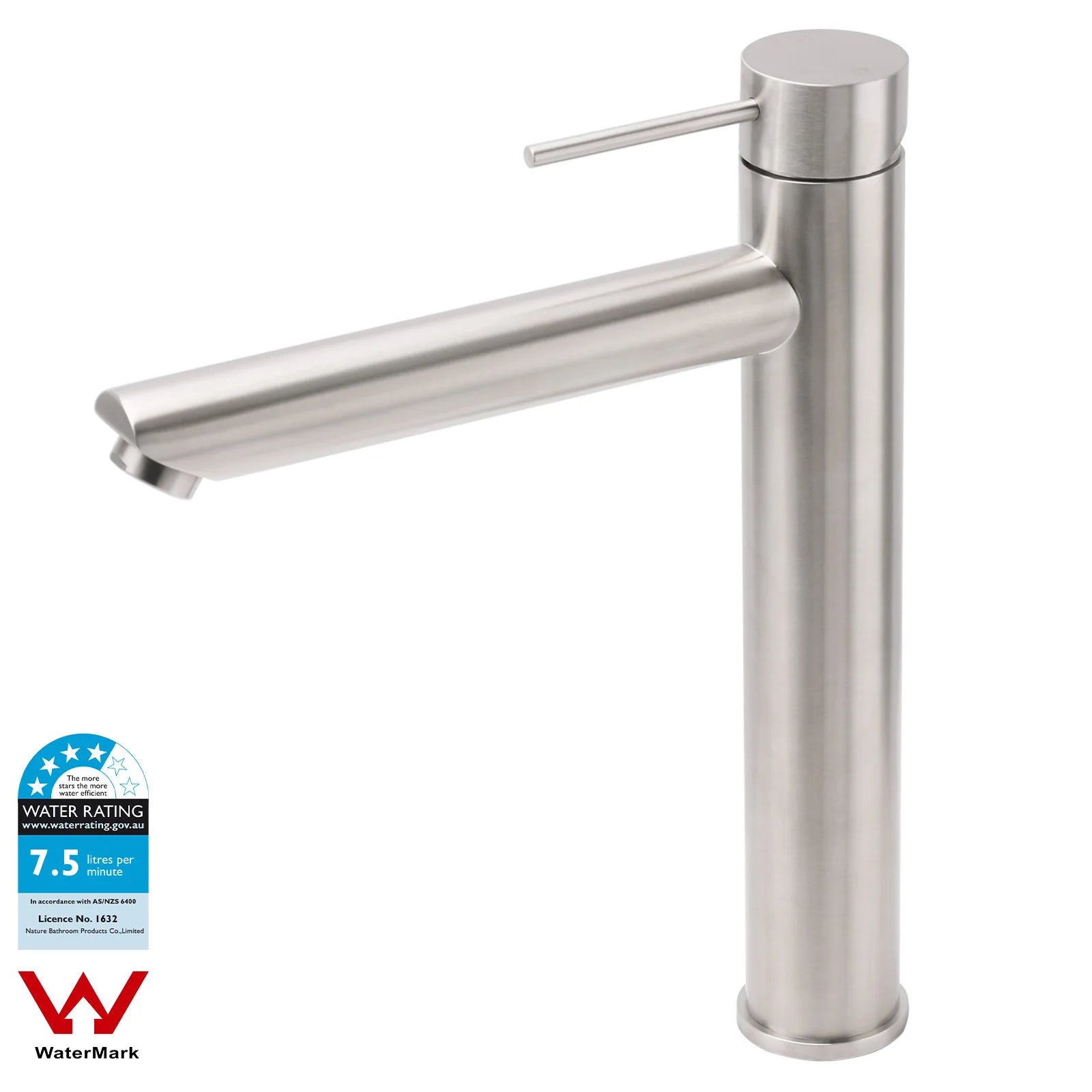 Brushed Nickel Tall Basin Mixer Tap – Vessel Sink Faucet