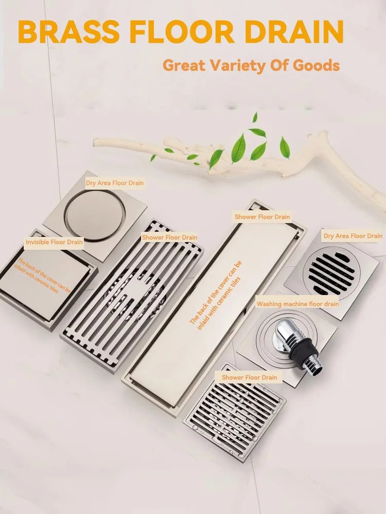 Brushed Nickel Invisible Strip Floor Drain