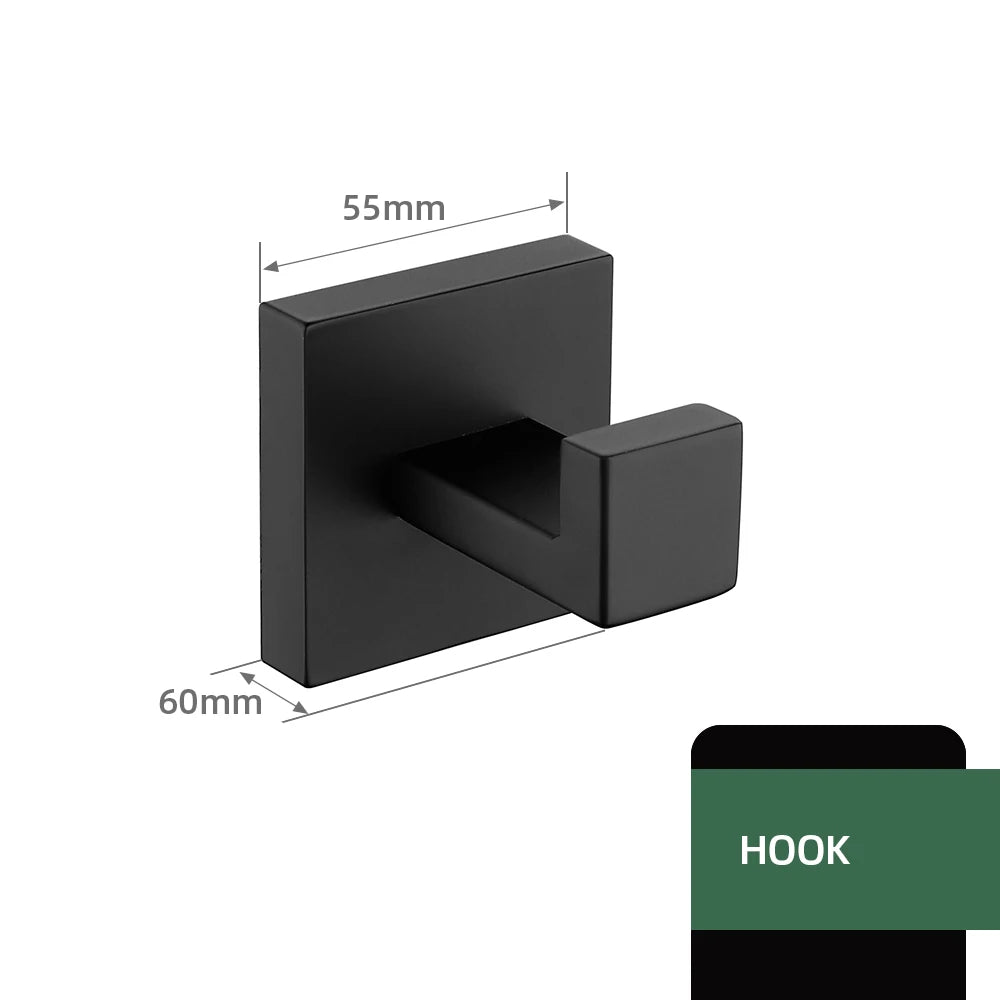 Matt Black Bathroom Hardware & Accessory Kit