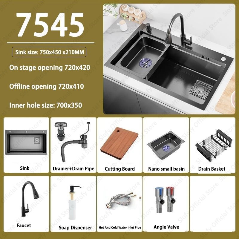 Stainless Steel Farmhouse Kitchen Sink – Single Bowl with Faucet & Drain