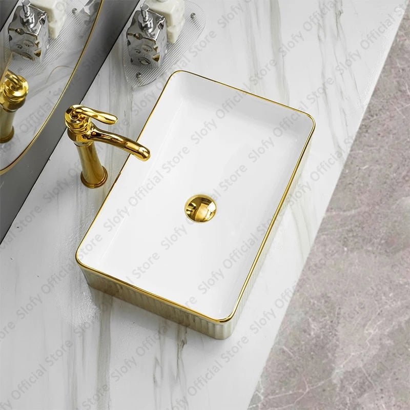 Rectangle Luxury Ceramic Countertop Basin – Modern Vanity Sink