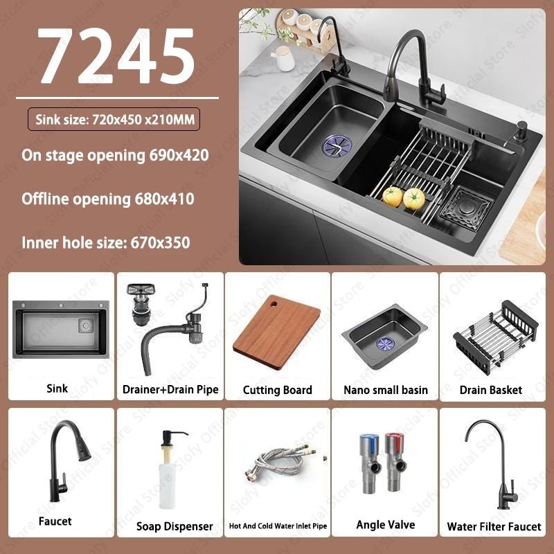 Stainless Steel Farmhouse Kitchen Sink – Single Bowl with Faucet & Drain