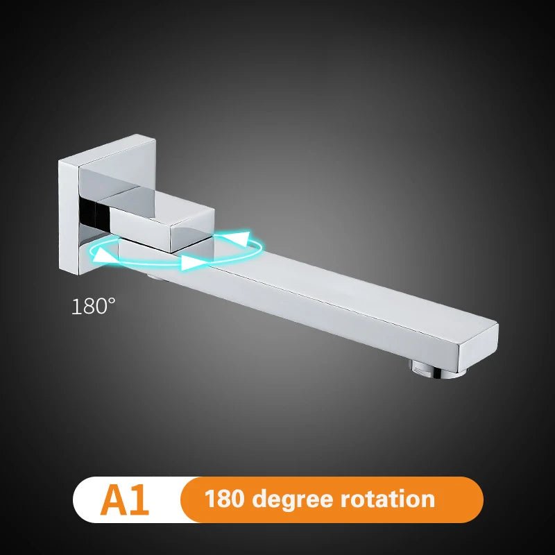 Wall-Mounted Bathtub Faucet – Black/Chrome Folding Nozzle