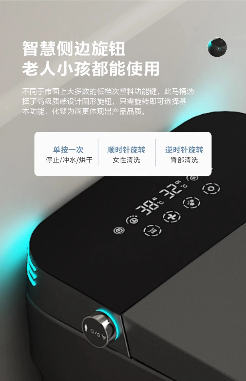 Smart Electric Heated Toilet – Automatic Flush & Bidet