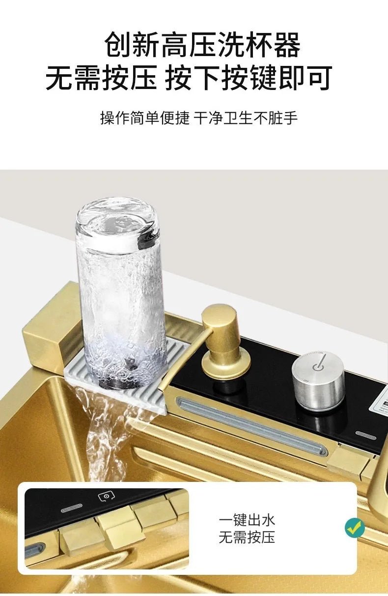 Stainless Steel Kitchen Sink – Digital Display & Ambient Light