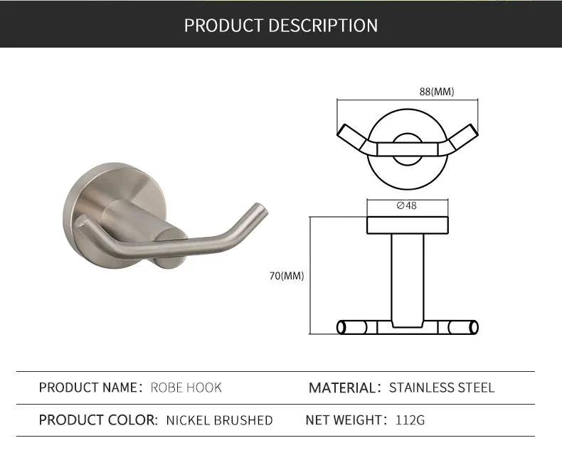 Brushed Stainless Steel Bathroom Hardware Set