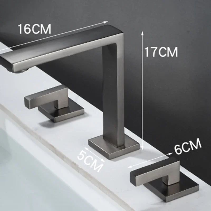 Brushed Gold Widespread Bathroom Faucet – 3-Hole, Dual Handle Mixer Tap