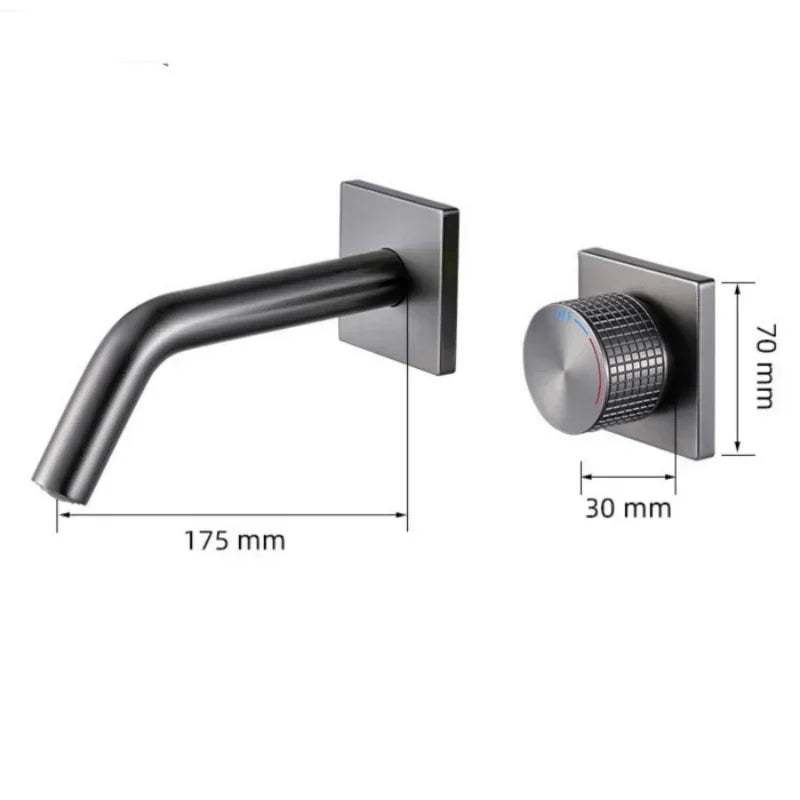 Gunmetal Wall-Mounted Basin Faucet – Single Handle Hot & Cold Mixer