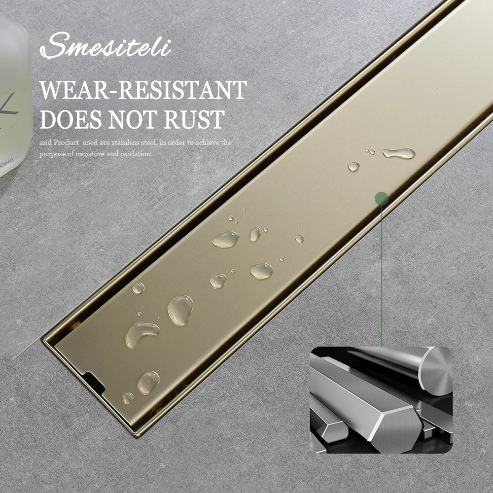 Brushed Gold Invisible Square Floor Drain