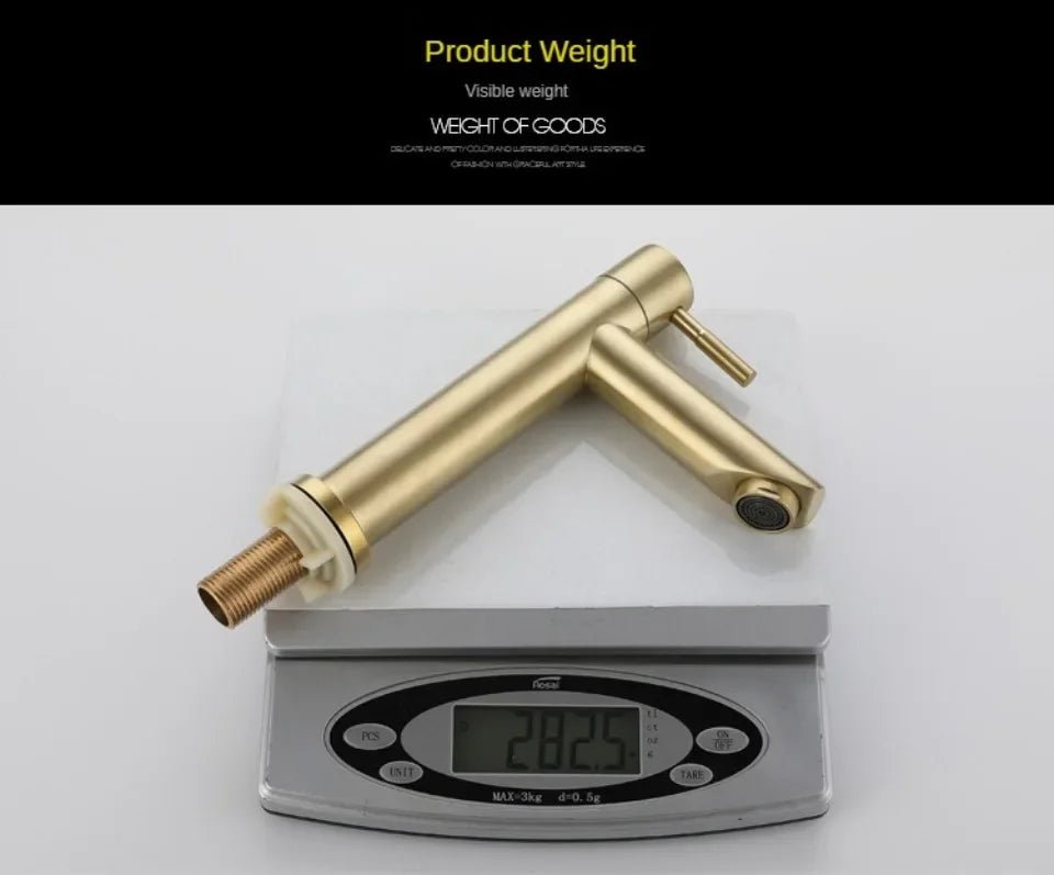 Brushed Gold Waterfall Basin Faucet – Single Cold Water Stainless Steel Tap