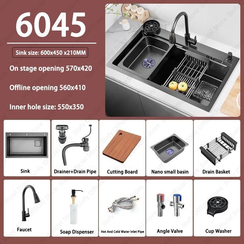 Stainless Steel Farmhouse Kitchen Sink – Single Bowl with Faucet & Drain