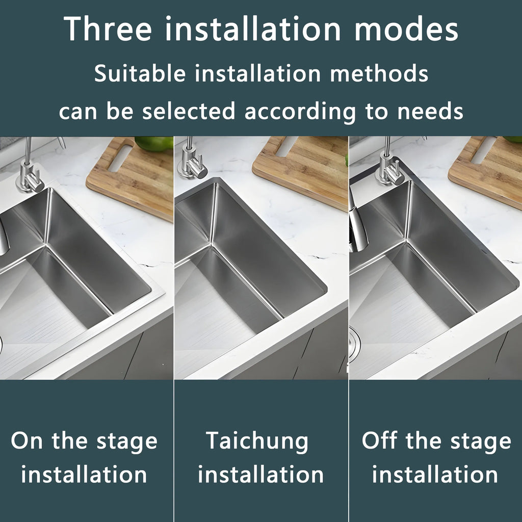 Stainless Steel Farmhouse Kitchen Sink – Single Bowl with Faucet & Drain