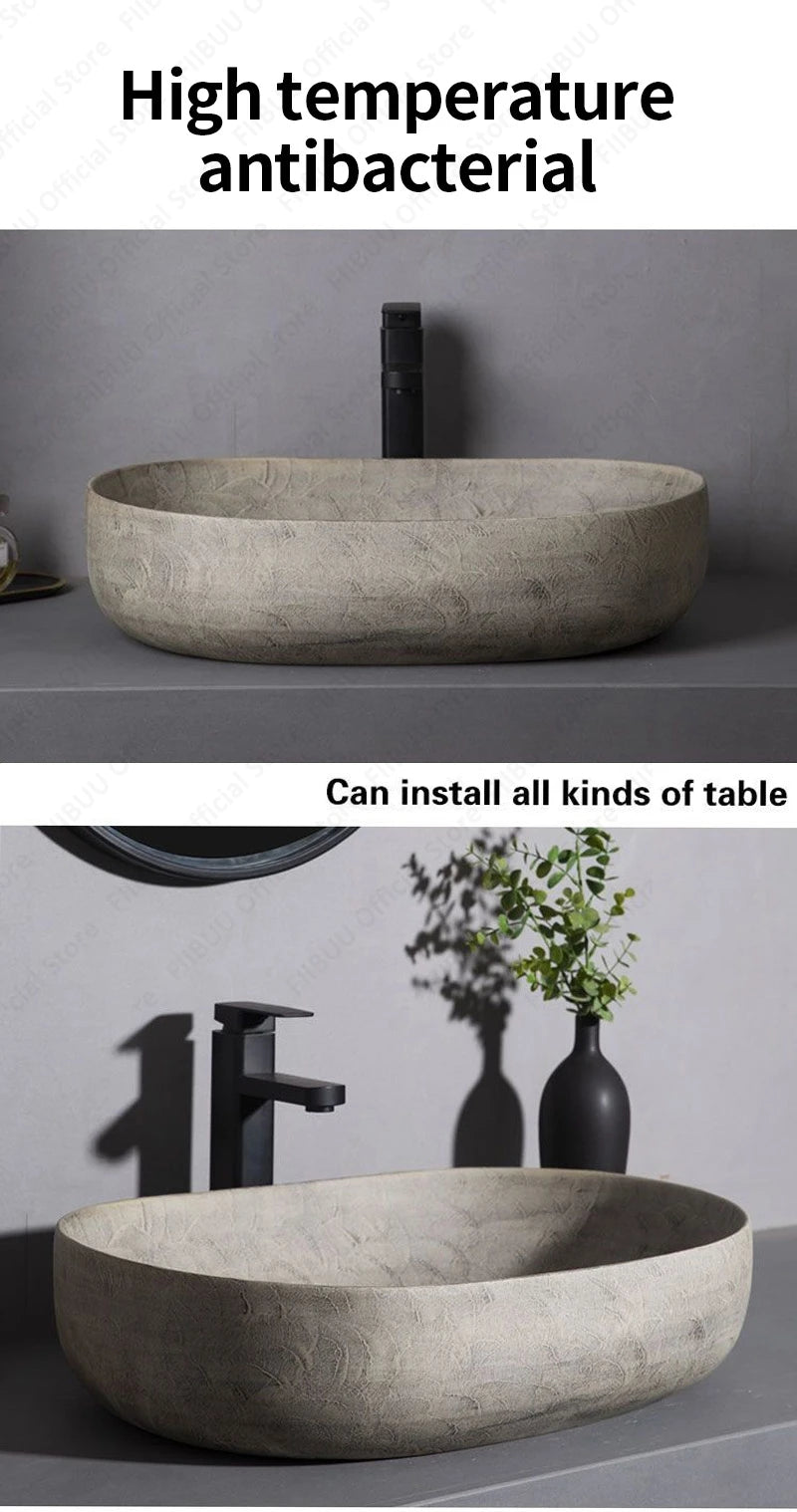 Oval Ceramic Vessel Sink – Above Counter Bathroom Basin