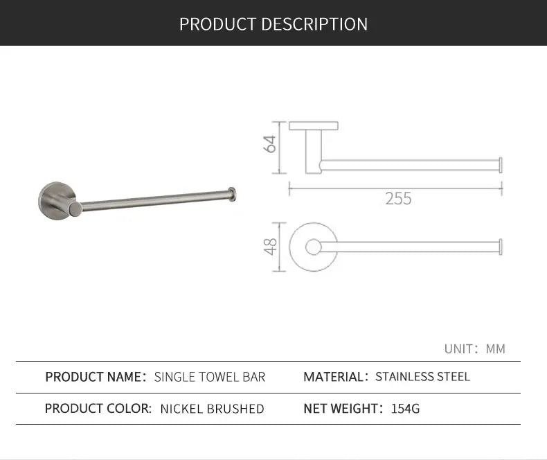 Brushed Stainless Steel Bathroom Hardware Set