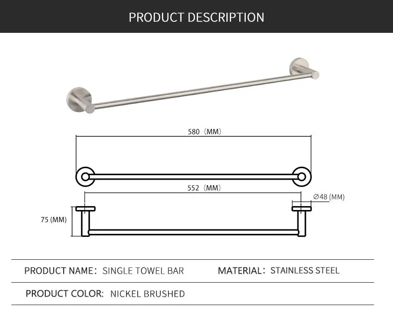 Brushed Stainless Steel Bathroom Hardware Set