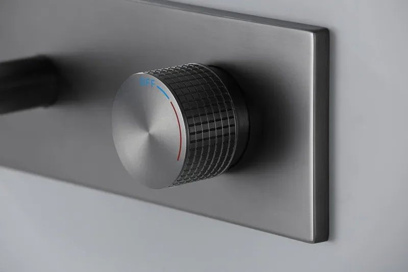 Gunmetal Wall-Mounted Basin Faucet – Single Handle Hot & Cold Mixer