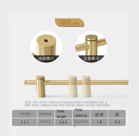 Luxury Adjustable Gold Brass Handle – Long Wardrobe & Cabinet Door Pull