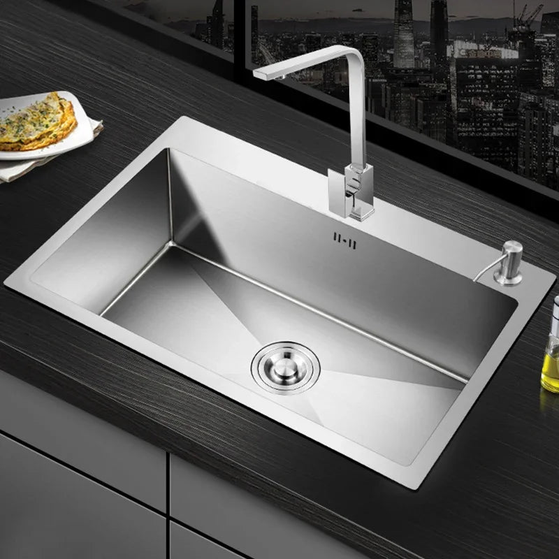Stainless Steel Farmhouse Kitchen Sink – Single Bowl with Faucet & Drain