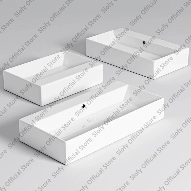 Modern White Ceramic Bathroom Basin – Luxury Multi-Size Artistic Sink