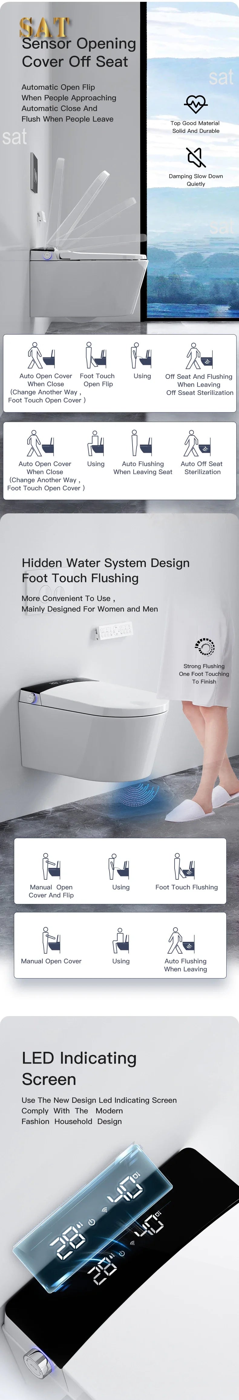 Wall-Mounted Intelligent Bidet Toilet with Concealed Tank